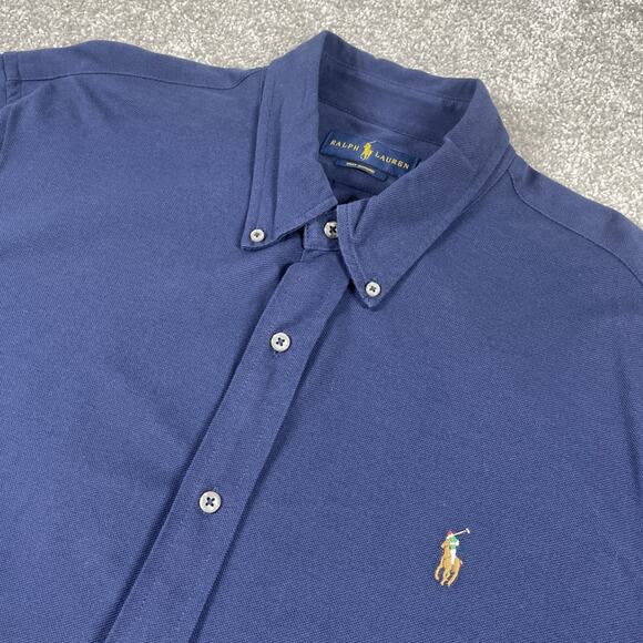 Ralph Lauren Button Down Shirt Mens Extra Large Knit Oxford Dress Shirt Cotton - Picture 1 of 15